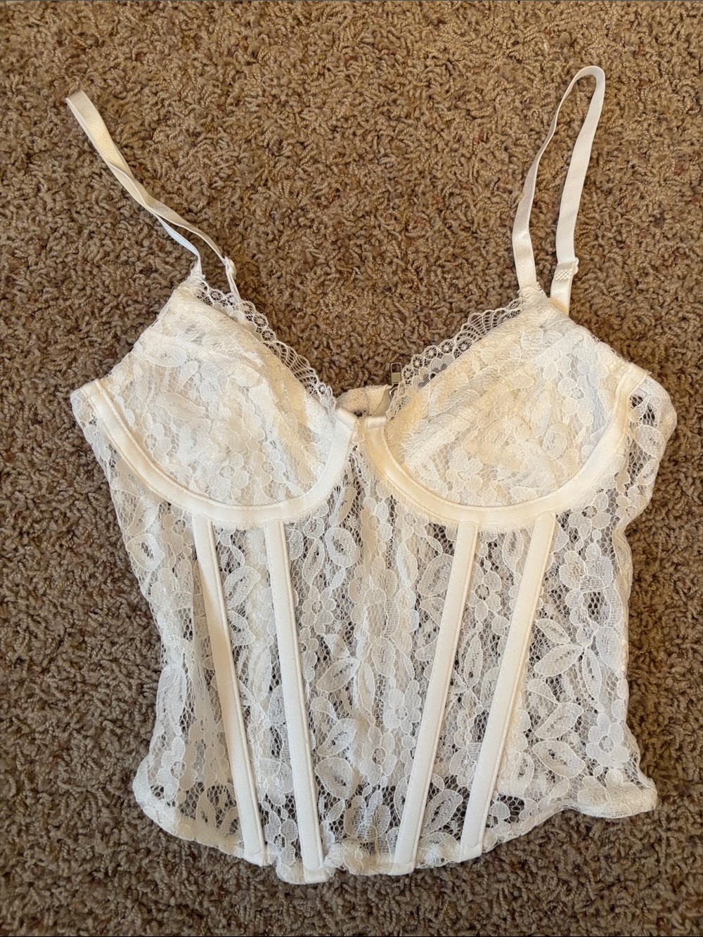 NEW SHEIN White Lace Bustier Camisole